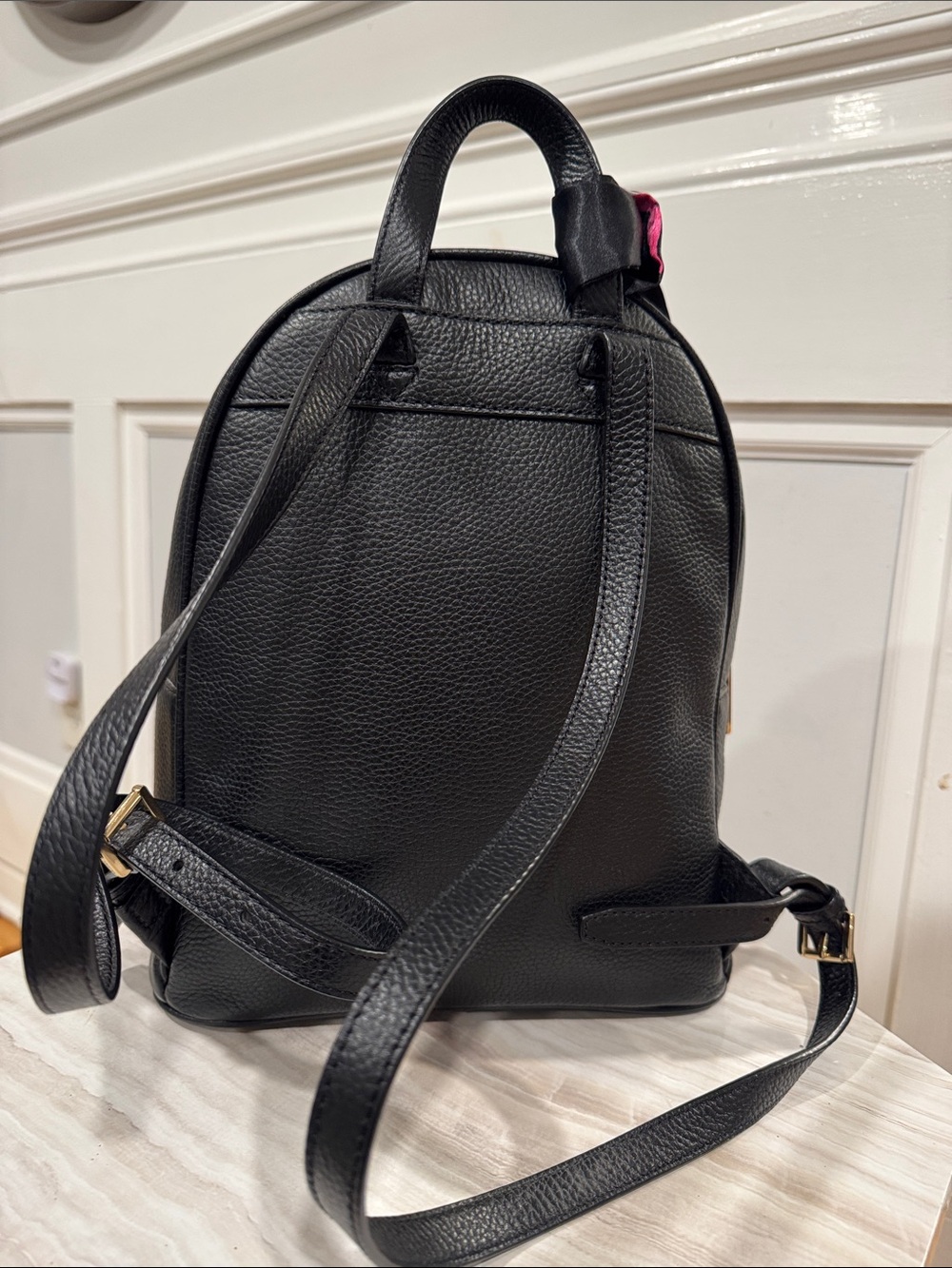 Michael Kors Bag Abbey Black Pebbled Leather Small Backpack - Picture 7 of 17
